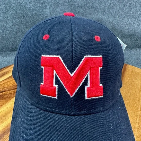 Ole Miss Colonel Reb VTG Starter Hat Navy Blue Red Embroidered Graphic NWT 2003 - Picture 4 of 13